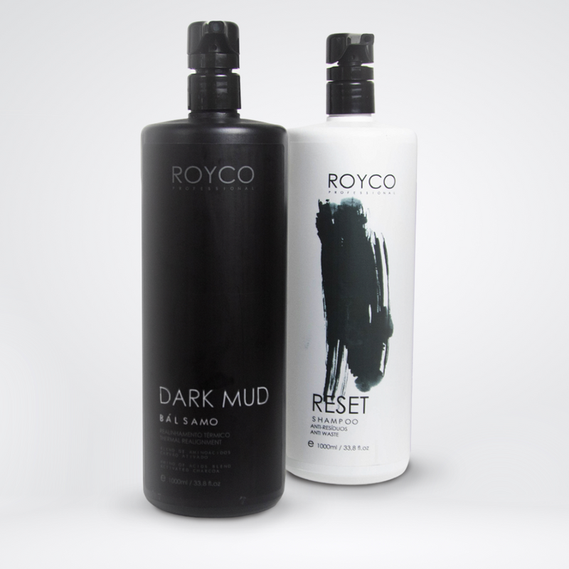 Royco Professional Dark Mud Brazilian Keratin Treatment 2x1000ml - brazilian blowout - Smoothing and Straightening System - Volume Reducer - 100% Straight Hair