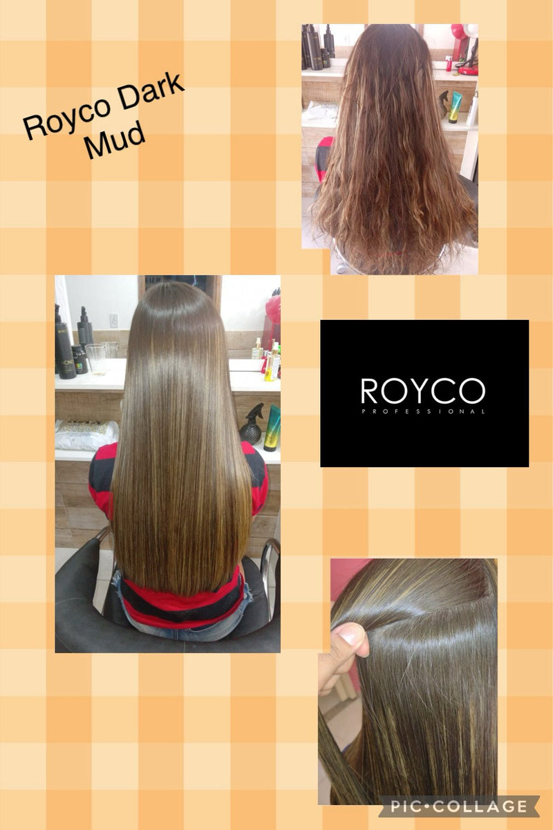 Royco Professional Dark Mud Brazilian Keratin Treatment 2x1000ml - brazilian blowout - Smoothing and Straightening System - Volume Reducer - 100% Straight Hair