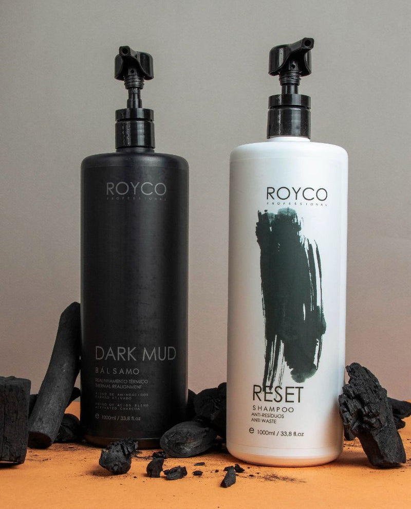 Royco Professional Dark Mud Brazilian Keratin Treatment 2x1000ml - brazilian blowout - Smoothing and Straightening System - Volume Reducer - 100% Straight Hair